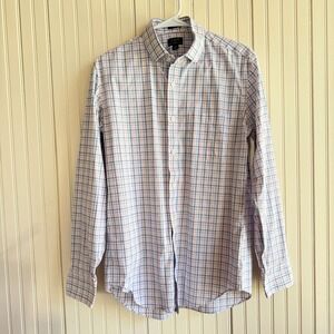 J.Crew Thompson Flex Wrinkle Free Plaid Button Down Mens Shirt Medium Blue Pink